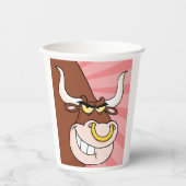 Angry Fierce Bull Mascotte met neusring Papieren Bekers (Voorkant)