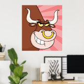 Angry Fierce Bull Mascotte met neusring Poster (Thuiskantoor)