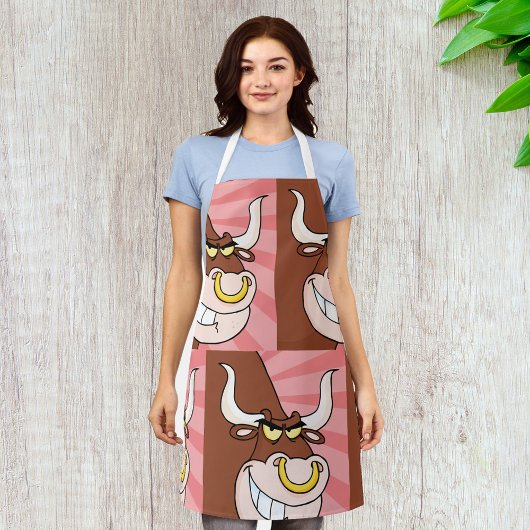 Angry Fierce Bull Mascotte met neusring Schort