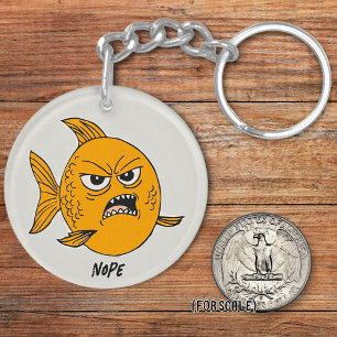 Angry Fish Tekening Sarcastische zin Bag Charm Sleutelhanger