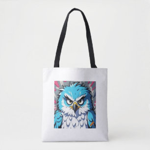 Angry Fluffy Blue en White Falcon – Graffiti Stijl Draagtas