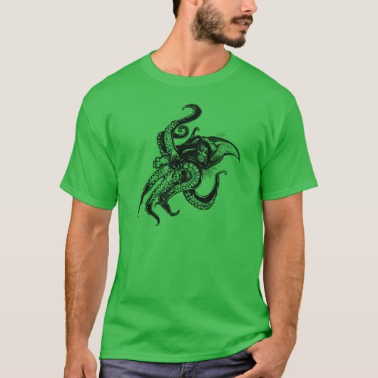 Angry Giant Squid in Black T-shirt (Voorkant)
