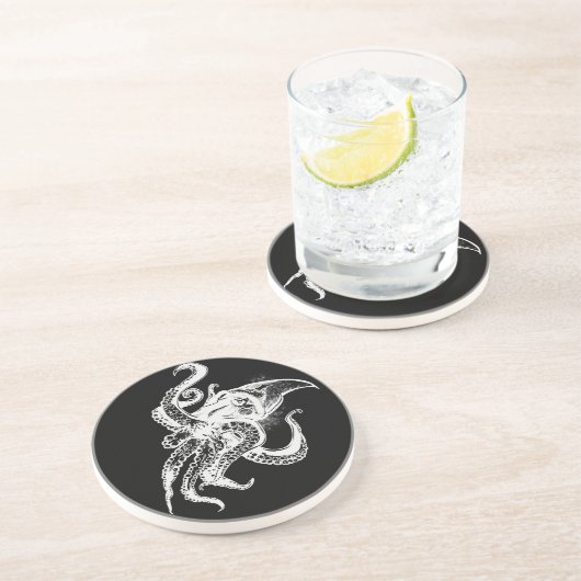 Angry Giant Squid in White Pick Your Background Zandsteen Onderzetter (Zijkant)