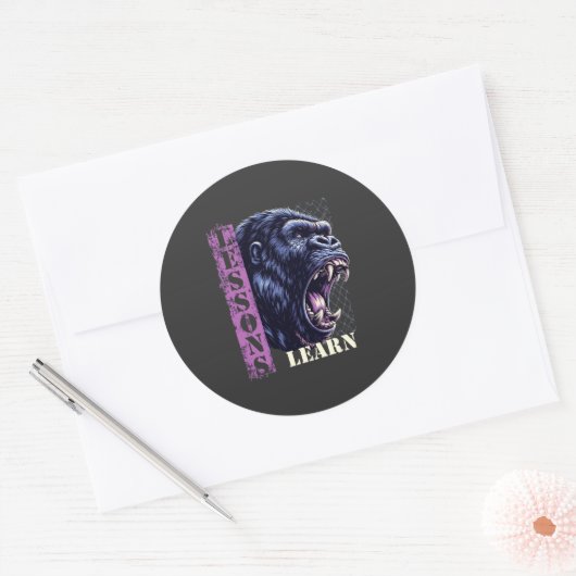 Angry Gorilla Lessons Learn Sticker (Enveloppe)