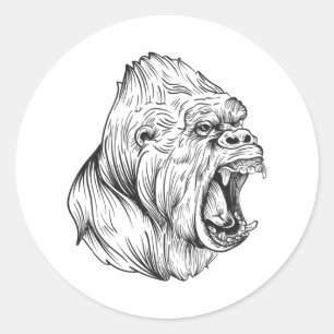 Angry gorilla ronde sticker