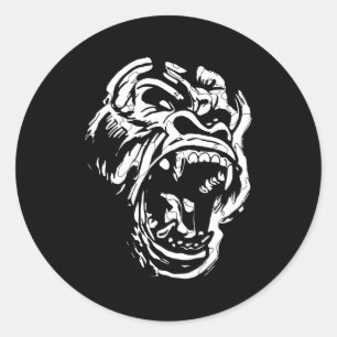 Angry Gorilla Silverback White Fierce Grote Aap Ronde Sticker