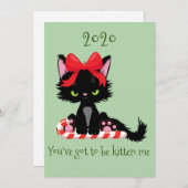Angry Grumpy Cat 2020 Kitten Me Pun Feestdagenkaart (Voorkant / Achterkant)