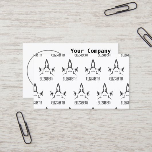 Angry Hammerhead Shark Line Art Visitekaartje (Voorkant / Achterkant in situ)