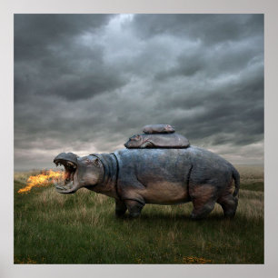 Angry hippo moeder poster