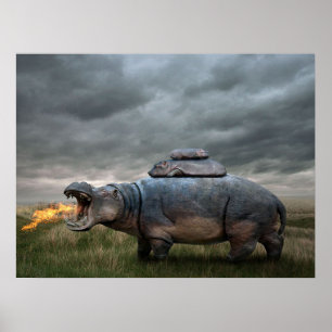 Angry hippo moeder poster