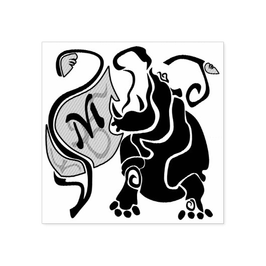 Angry Hippo Monogram Rubberstempel (Afrduk)
