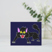 Angry Hissing Black Cat Cartoon Briefkaart (Staand voorkant)
