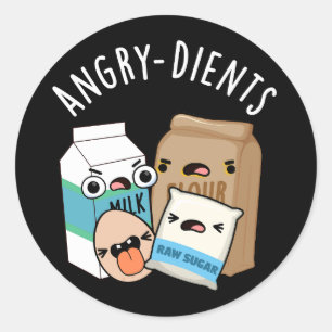 Angry-Ingrediënten Funny Baking Pun Dark BG Ronde Sticker