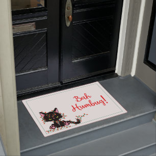 Angry Kat Bah Humbug Feestdagen Deurmat