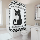 Angry Kat Pattern Douchegordijn (In situ)