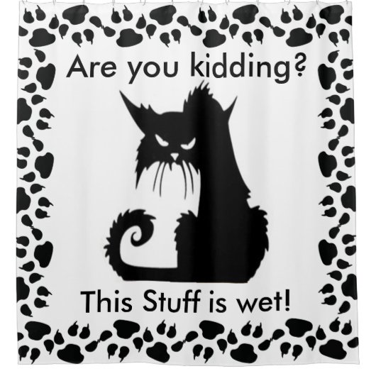 Angry Kat Pattern Douchegordijn (Voorkant)