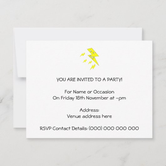 Angry Lightning Bolt. Geel op wit. Kaart (Voorkant)