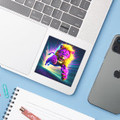 Angry Lion Sticker (Laptop met iPhone)