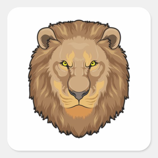 Angry Lion Vierkante Sticker (Voorkant)