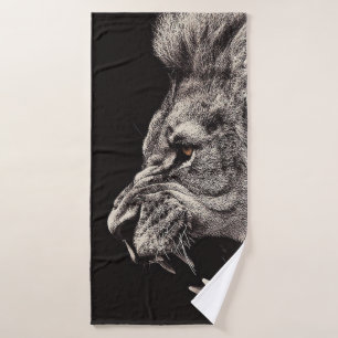 Angry Male Lion Badhanddoek