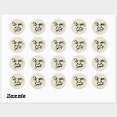 Angry Man in het Moon Face Ronde Sticker (Vel)