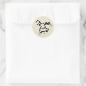 Angry Man in het Moon Face Ronde Sticker (Tas)
