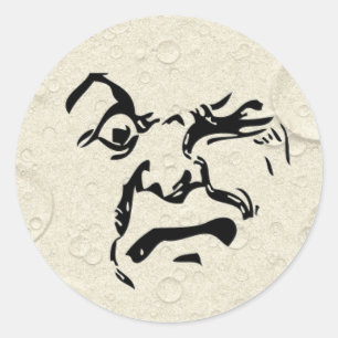 Angry Man in het Moon Face Ronde Sticker