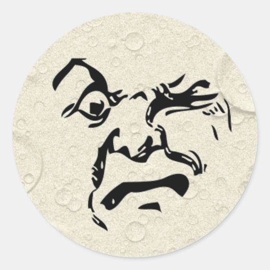 Angry Man in het Moon Face Ronde Sticker (Voorkant)