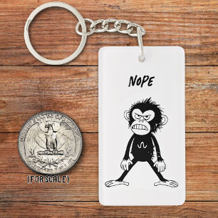 Angry Monkey Tekening Sarcastische zin Bag Charm Sleutelhanger