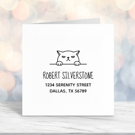 Angry Moody Cat Peeking bovenaan Zelfinktende Stempel