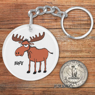 Angry Moose Tekening Sarcastische zin Bag Charm Sleutelhanger