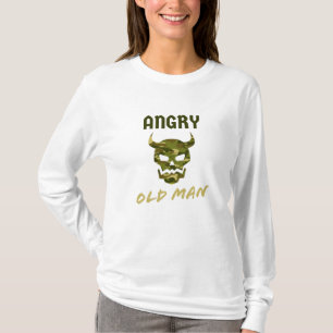 Angry Old Man Camouflage Skull Mannen T-shirt