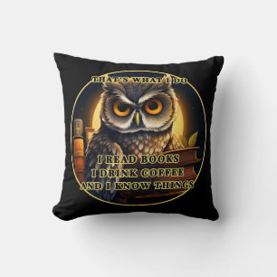 Angry Owl Ik lees boeken, drink koffie Ik weet din Kussen