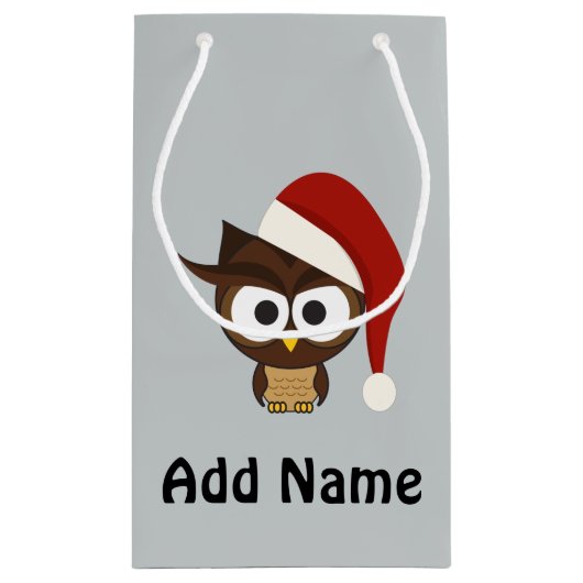 Angry Owl met Santa Hat Klein Cadeauzakje (Achterkant)