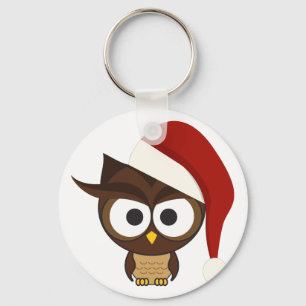 Angry Owl met Santa Hat Sleutelhanger
