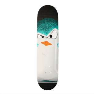 Angry Penguin Blauwgroen Glitter-foto afdrukken Skateboard