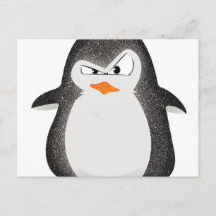 Angry Penguin Glitter Photo Print Briefkaart