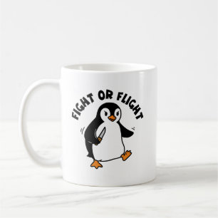 Angry Penguin Knife Minimalist Zwart-wit Koffiemok