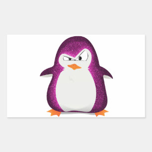 Angry Penguin Pink Glitter foto afdrukken Rechthoekige Sticker