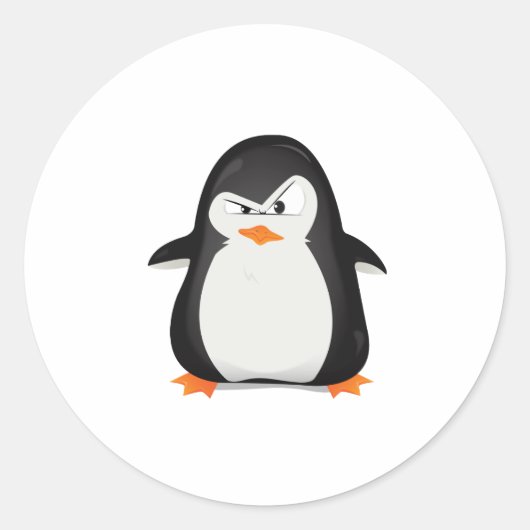 Angry Penguin Ronde Sticker (Voorkant)