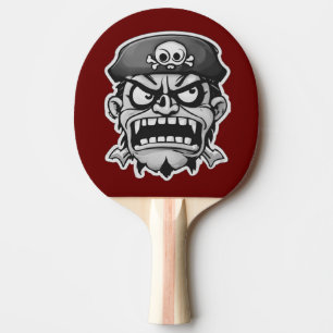 Angry Pirate Cartoon geconfronteerd met concurrere Tafeltennisbatje