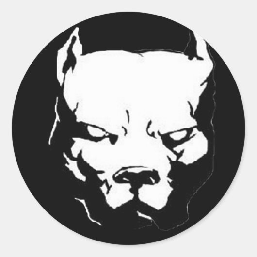 Angry Pitbull Dog Ronde Sticker (Voorkant)
