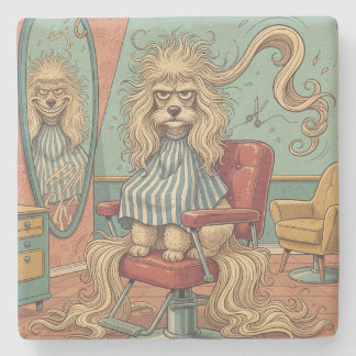 Angry Poodle  Stenen Onderzetter