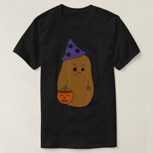 Angry Potato  Funny Halloween Grumpy Potato Wizard T-shirt (Design voorkant)