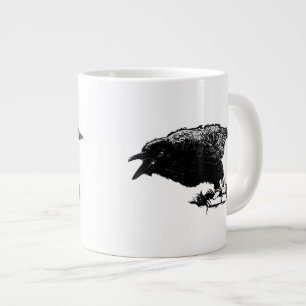 Angry Raven in Black Pick Your Background Jumbo Beker