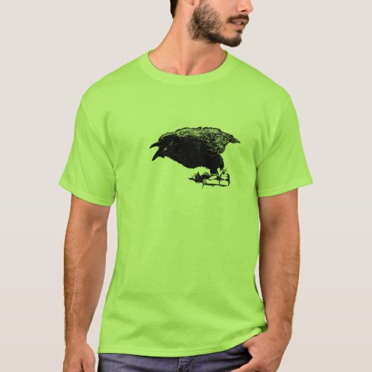 Angry Raven in Black Pick Your Background T-shirt (Voorkant)