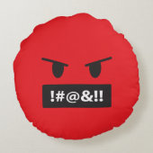 Angry Red Face Cursing Emoji Rond Kussen (Achterkant)