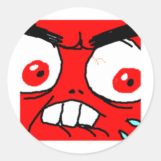 Angry Red Rage Face Ronde Sticker