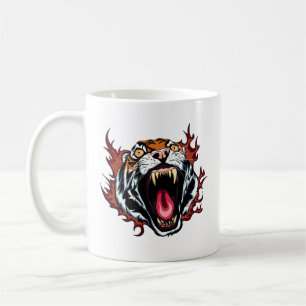 Angry Roaring Tiger Face Koffiemok