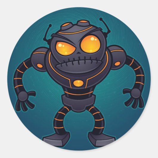 Angry Robot Ronde Sticker (Voorkant)